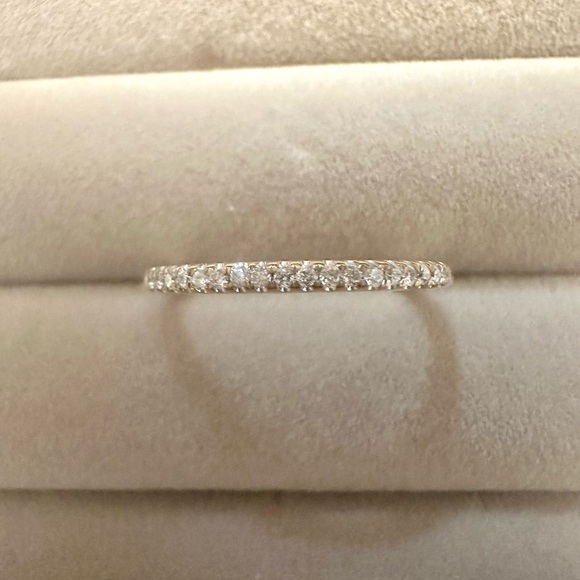 14k Solid Yellow Gold Pave Diamond Wedding Band - Picture 5 of 6